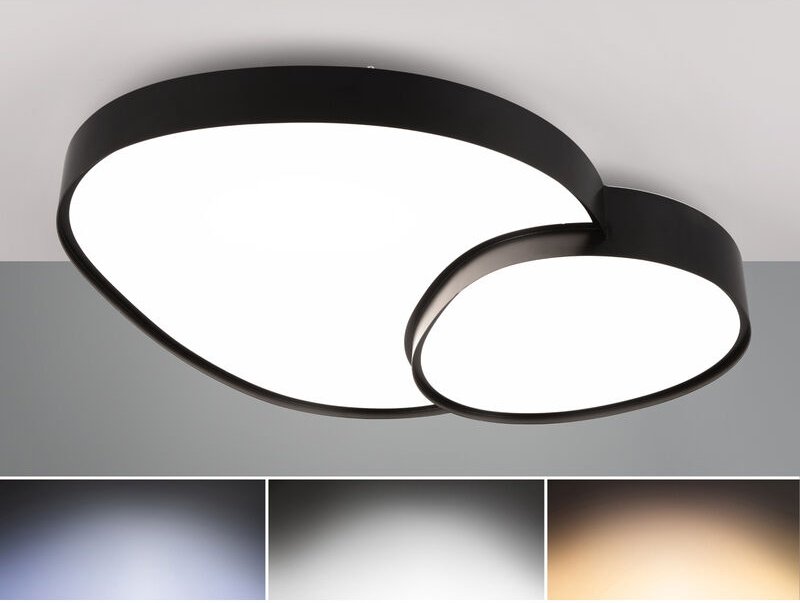 Große led Deckenleuchte rise mit Fernbedienung Schwarz, Breite 77cm