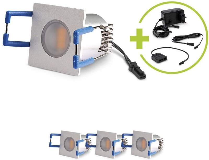 LED Mini Einbauspot 1.5W 12V 3000K IP20 - Form: eckig 30x30mm - Anzahl: 4x