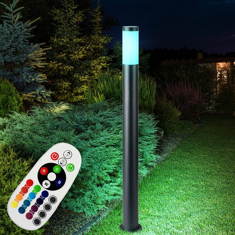 Steh Lampe fernbedienung Außen Garten Edelstahl Leuchte dimmbar im Set inkl. rgb led Leuchtmittel
