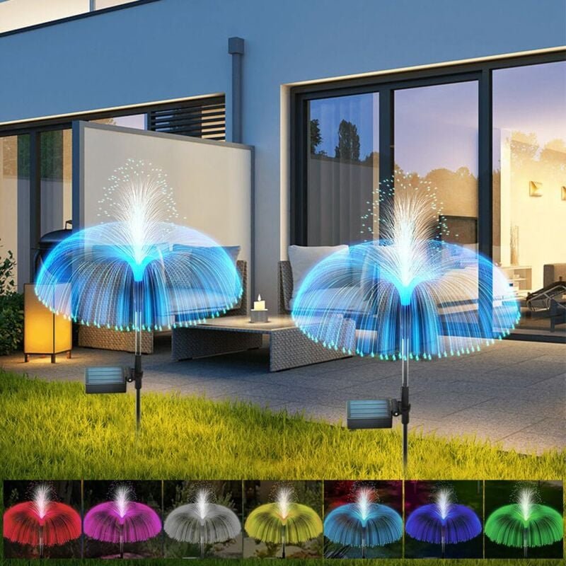 Set mit 2 Solarleuchten für den Garten im Freien, Qualle, Solar-Gartenleuchten, mit farbwechselnder led, wasserdicht, so...