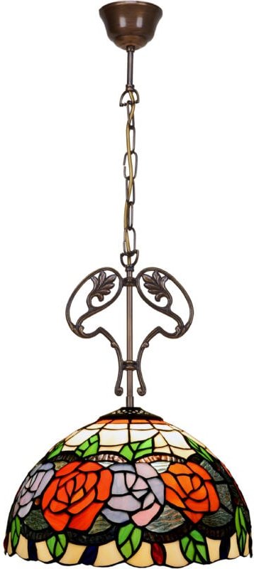 Deckenpendelleuchte mit Kette und Gussornament mit Lampenschirm mit 30 cm Durchmesser der Rosy-Serie