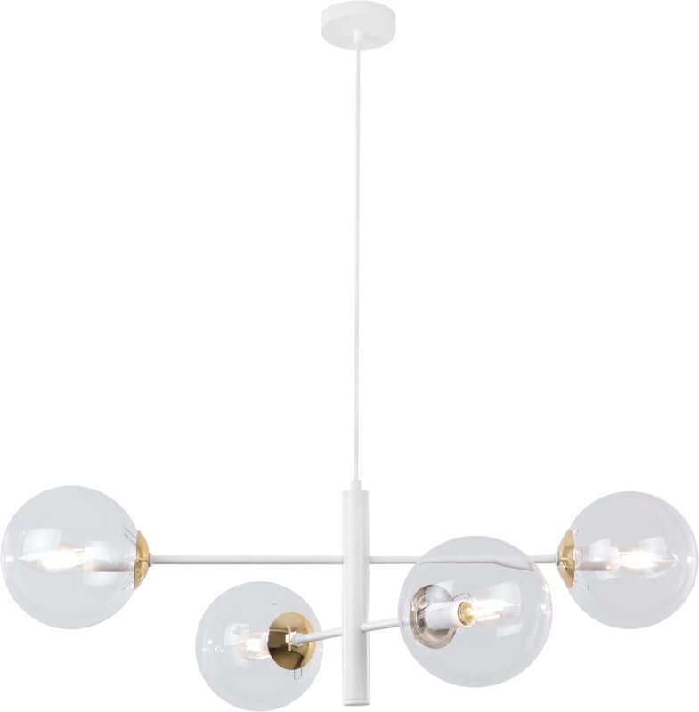 Vicenza Hängelampe Weissgold 4 Flache Klarlampe E14