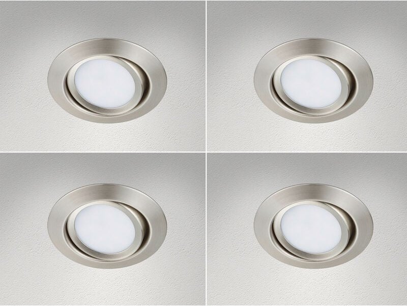 Trio Leuchten - Runder led Einbaustrahler Decke im 4er Set schwenkbar Silber matt 5 Watt