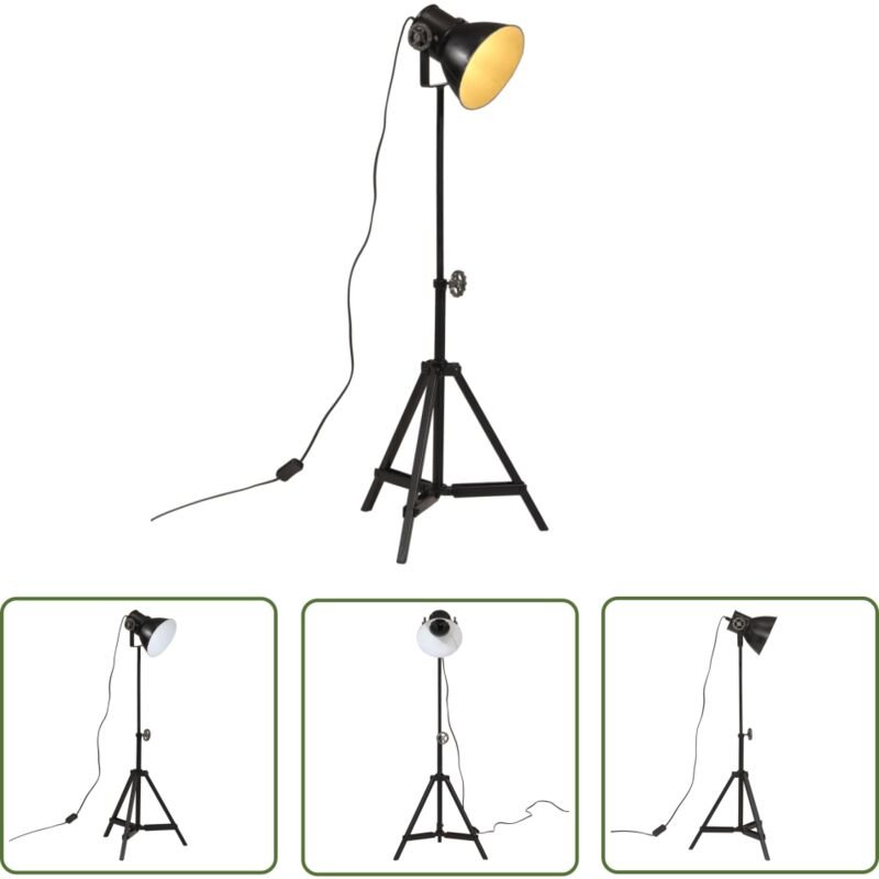 The Living Store Stehleuchte 25 W Schwarz 35x35x65/95 cm E27 - Industrielampen - Stehlampe - Schwarze Lampe - Eisenleuch...