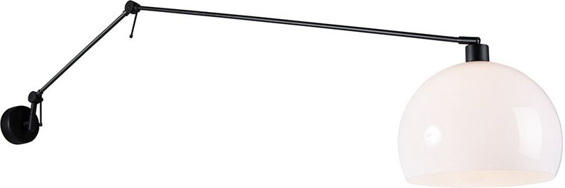 Wandleuchte schwarz mit Schirm weiß 30 cm verstellbar - Blitz