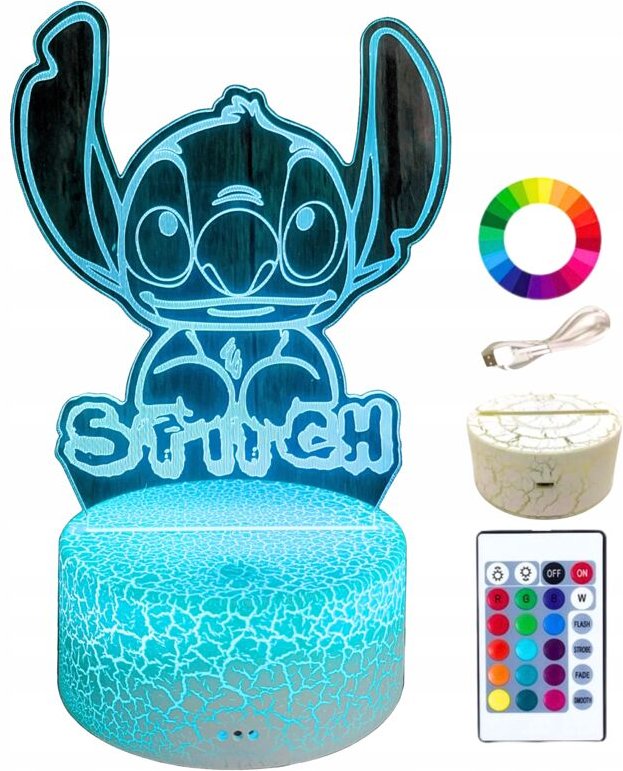 Lilo und Stitch STITCH 16 LED 3D-Nachtlicht für Kinder + Fernbedienung