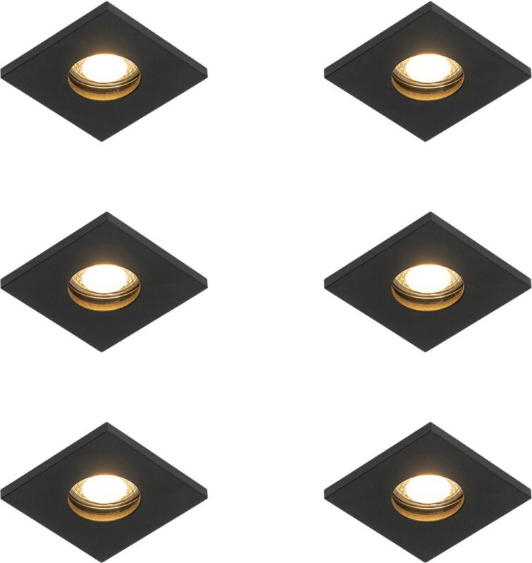 Set mit 6 modernen Badezimmer-Einbaustrahlern schwarz - Doku