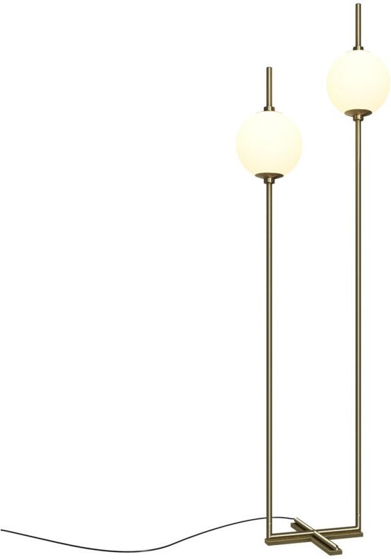 Maytoni The Sixth Sense Moderne mehrarmige Stehlampe, Messing, 3000 K, 950 lm, weißer Schirm