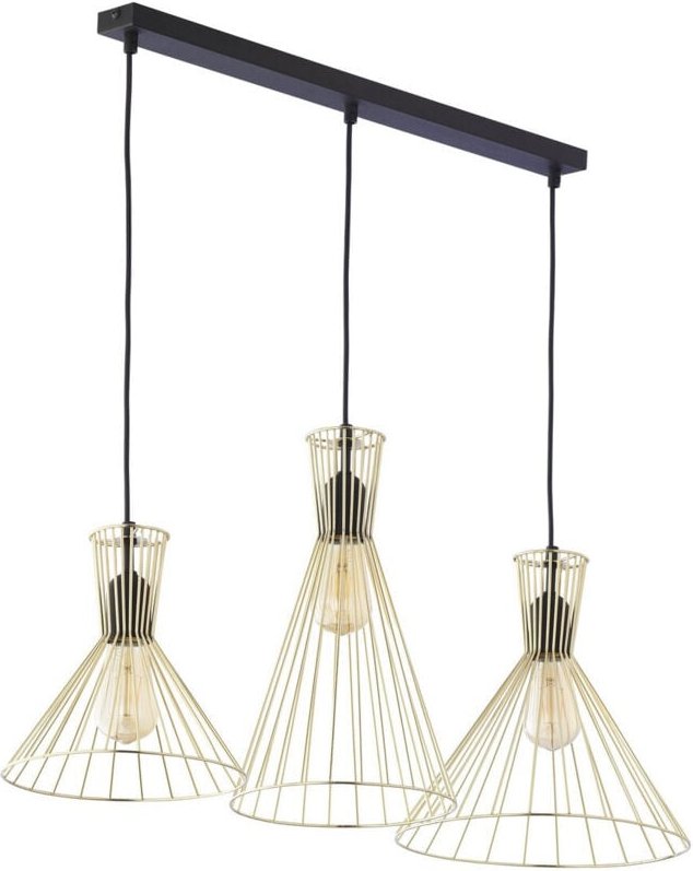 TK Sahara Drahtrahmen-Deckenleuchte in Bar-Form, Schwarz, Gold, 3xE27