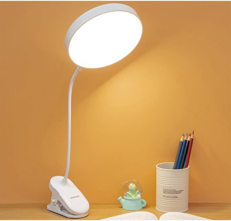 Wiederaufladbare LED-Leseleuchte zum Anklemmen, 3 Modi, Augenschutz, dimmbar, 360°-Halsverstellung, tragbar, ideal für S...