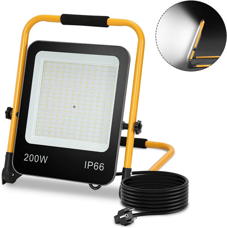 TolleTour LED Baustrahler Arbeitsleuchte 200W 16000LM Kaltweiß LED Fluter mit 3M Kabel und Wasserdicht IP66 Strahler für...