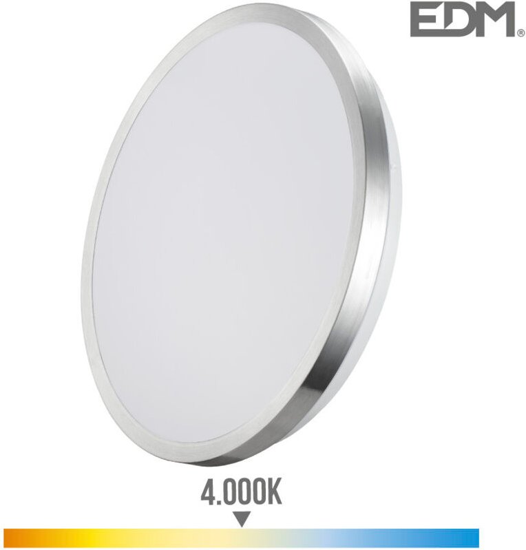 EDM - Super led Wandaufbauleuchte, 12W, 1160lm, 4000K, ø 26x5,8cm, Rahmen Chrom 32566