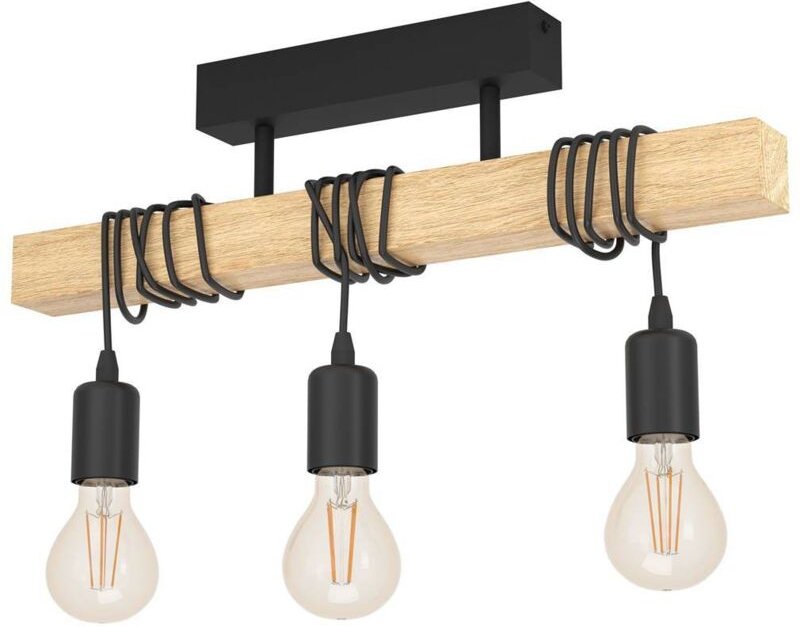 EGLO Deckenleuchte /3 SCHWARZ/EICHE-OPTIK 'TOWNSHEND' (32915)