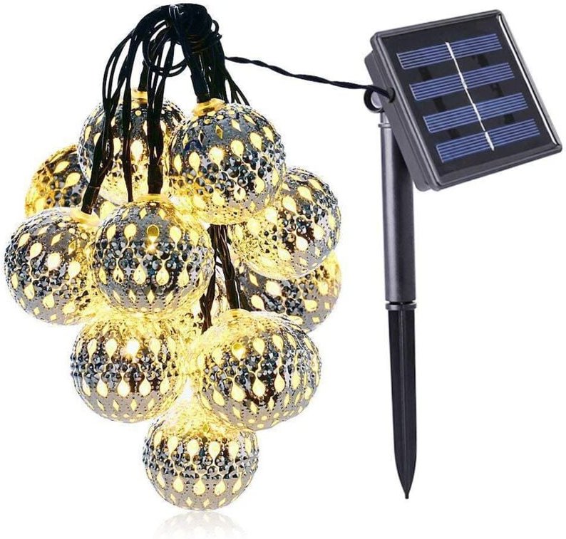 Marokkanische Solar-Lichterkette für den Außenbereich, 5 m, 20 LEDs, 8 Modi, wasserdicht, solarbetrieben, für Garten, Te...