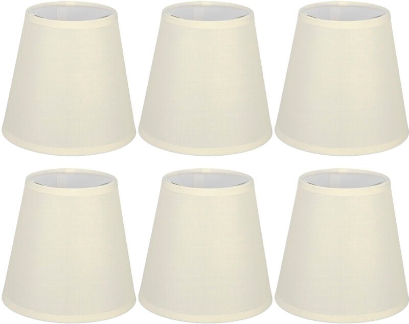 6 Stück cremefarbener Lampenschirm aus Stoffstoff, Ersatz für E14 Wandleuchte, Kronleuchter, Heimdekoration