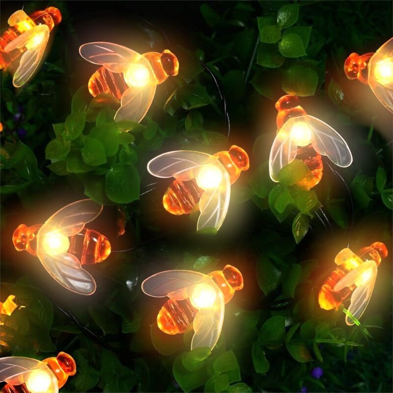 Solar-Bienenlichter für den Außenbereich, 50 LEDs, 7 m, 8 Modi, wasserdichte Lichterkette, geeignet für Weihnachten, Neu...