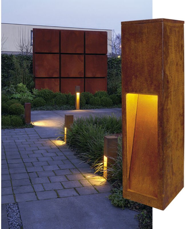 SLV 229410 Rust Slot 50 Außenstandleuchte Energiesparlampe E27 11 W Eisen (gerostet)