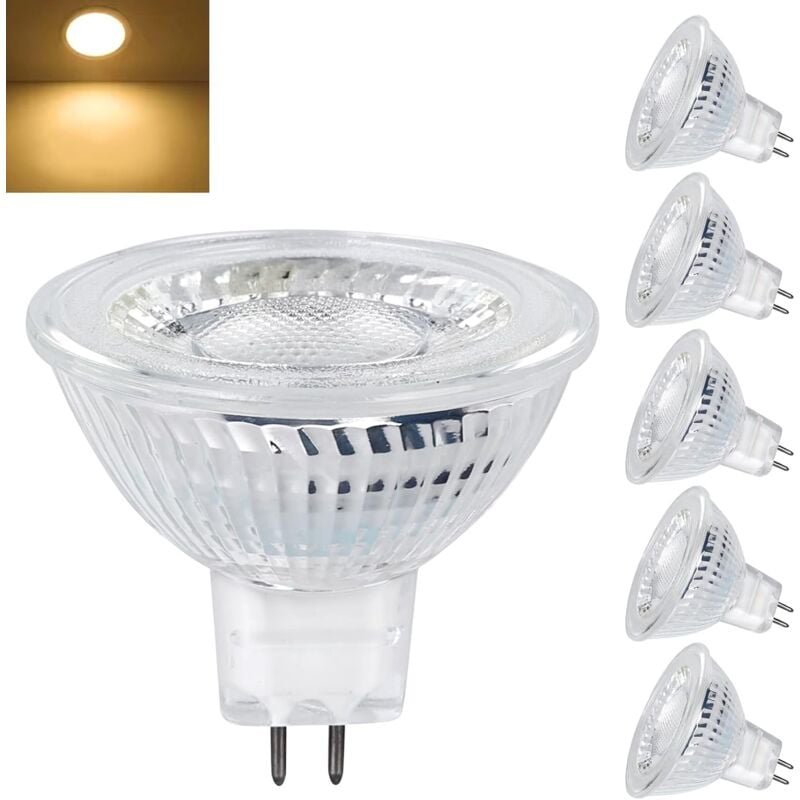 Ersandy - GU5.3 MR16 12 v LED-Leuchtmittel, 5 w, entspricht 40 w Halogenlampe, Warmweiß 2700 k, 350 lm, 12 v LED-Spot-Le...