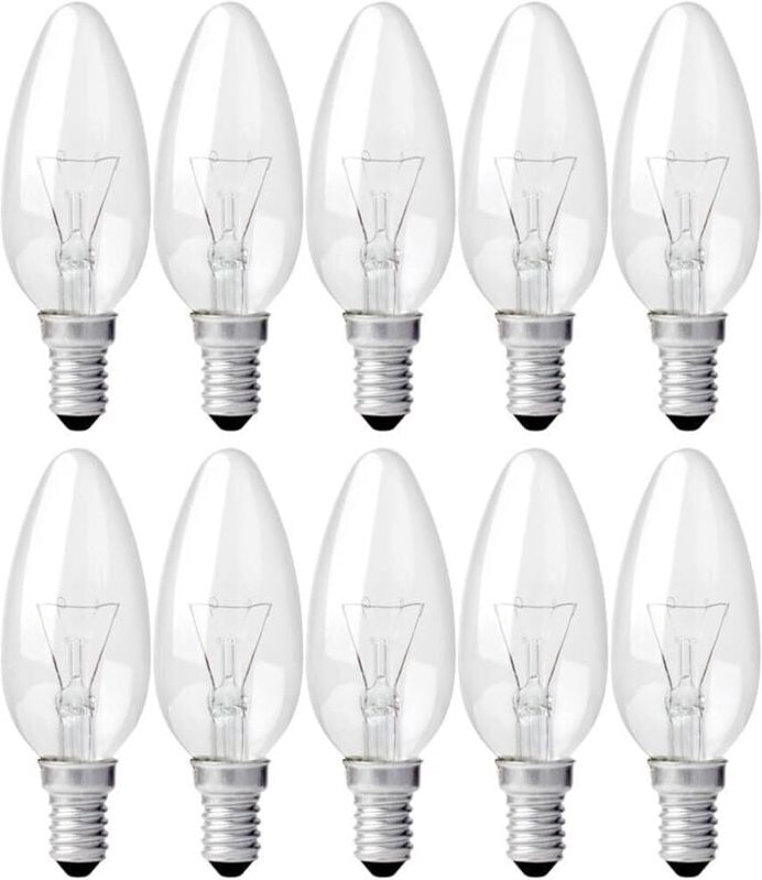 10er-Pack klare C35-Kerzenlampen, E14, 15 W, warmweiß, dimmbar, 230 V