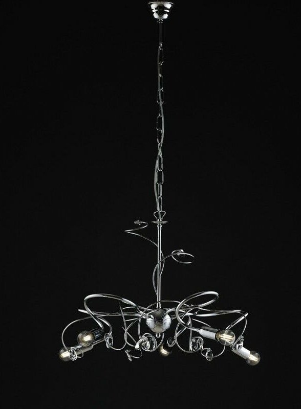 Moderner Kronleuchter aus glänzend verchromtem Eisenkristall Strasssteine 5 Lichter 54xh.44 cm