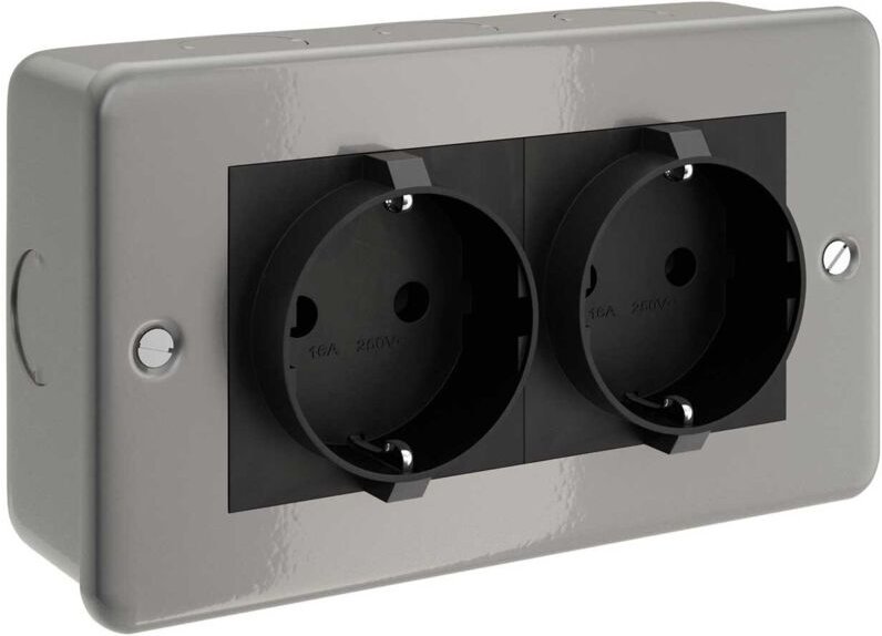 Creative Cables - Creative-cables italia wanddose mit 2 schuko-steckdosen - metall ctbox-2ger
