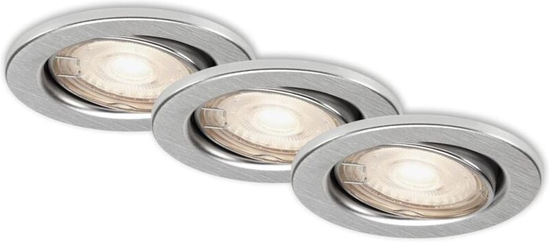 Thumbnail - Briloner - led Einbauleuchten schwenkbar 3er Set GU10 5 w alu Metall IP23 ø 8,6 cm