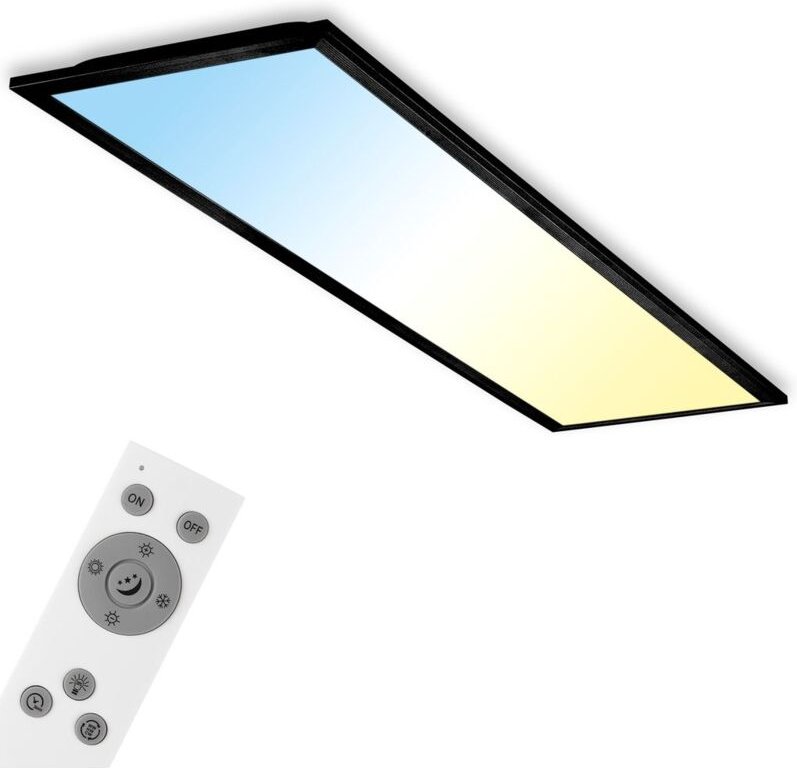 Led Deckenleuchte Piatto ultraflach cct Panel mit Fernbedienung, cct, 24W, schwarz, Metall-Kunststoff - Briloner