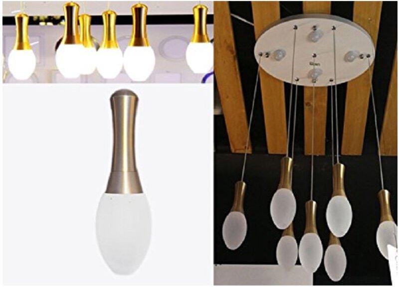 Trade Shop - Kronleuchter Lampe 7 Anhänger Gold Stahl Gold Deckenleuchte led Applique Design -