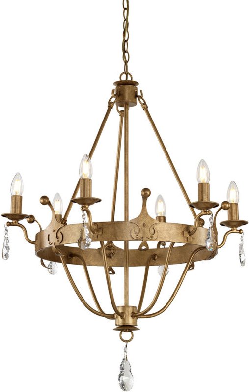 Elstead Windsor - 6 Light Chandelier Gold Finish, E14