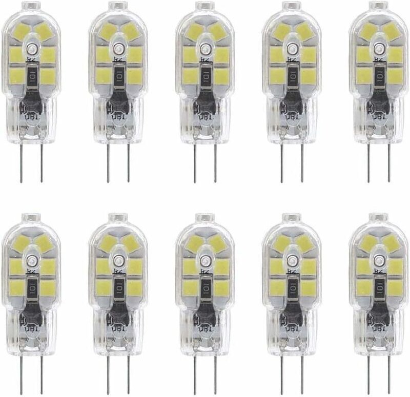 10er-Pack G4 2W LED-Lampen für Dunstabzugshauben, 12V AC/DC, entspricht 20W Halogenlampen, 200lm, Zweistiftfassung mit t...