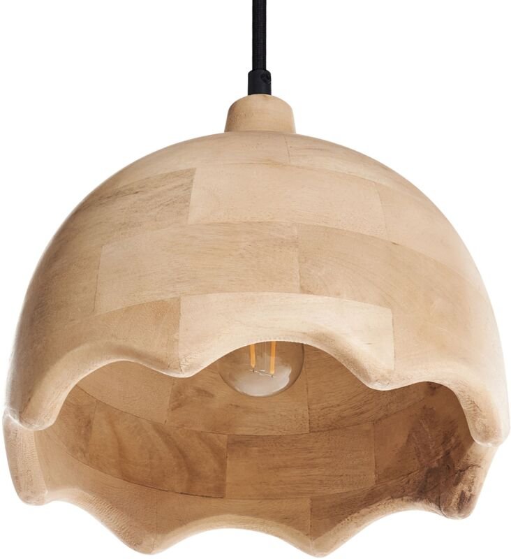 Hängelampe Hellbraun aus Holz Rundes Design Modern Boho Stil Hängeleuchte Pendelleuchte Esszimmerlampe Esstischlampe Woh...