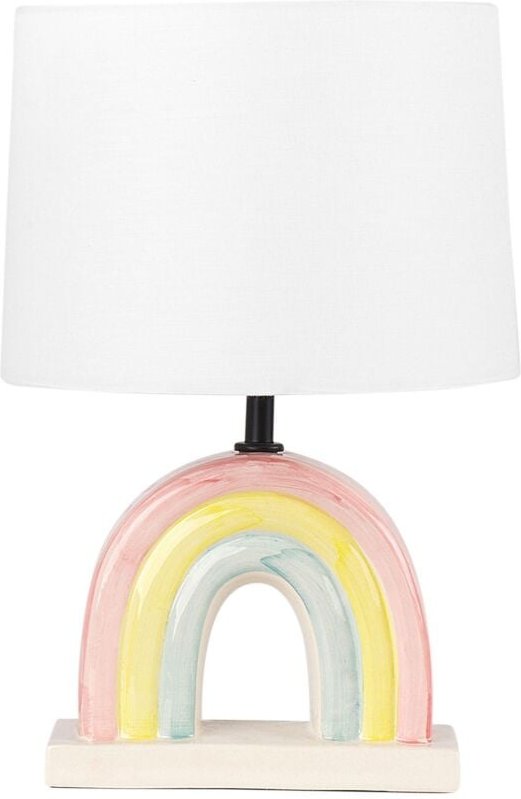 Tischlampe Mehrfarbig Keramik Regenbogen-Form 42 cm Stoffschirm Trommelform Rund Kabel mit Schalter Modern Skandi Schlaf...
