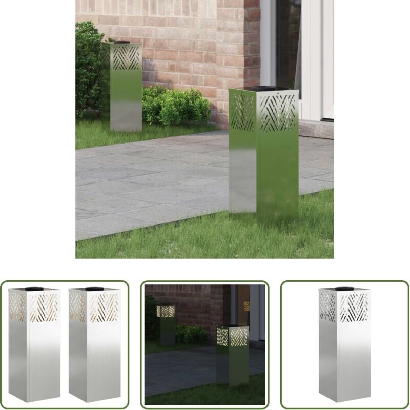 vidaXL Solarlichter - Solar LED Weg Licht 2 pcs Silber Galvanisiert