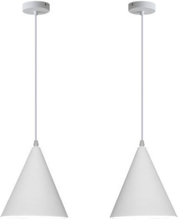 Retro Industrielle Pendelleuchte Weiß Hängelampe Lampenschirm Höhenverstellbare Kronleuchter Ø16CM 2 Stücke