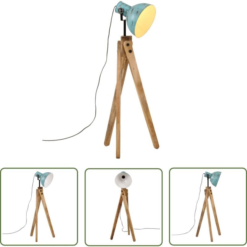 The Living Store Stehleuchte 25 W Blau 45x45x120 cm E27 - Stehlampe - Industrielle Beleuchtung - Wohnraumleuchte - Mango...