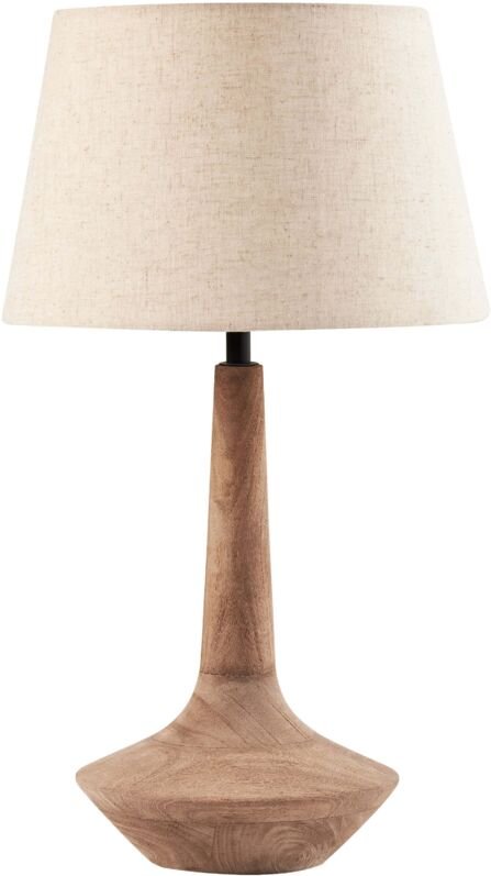 Beliani - Tischlampe Beige und Dunkelbraun aus Baumwolle Mangoholz Sockel Modernes Design Tischleuchte Wohnaccessoires W...