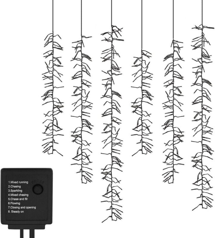 Led Lichterkette Lichtervorhang mit 480 LEDs, Warmweiß, Lichternetz mit 8 Modi + Timer, 6 Strängen, Innen- und Außenbere...