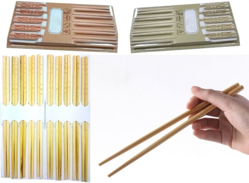 Trade Shop Traesio - Trade Shop - set 10 couples von bacchette Designs bamboo giapponesi cinesi sushi cibo -