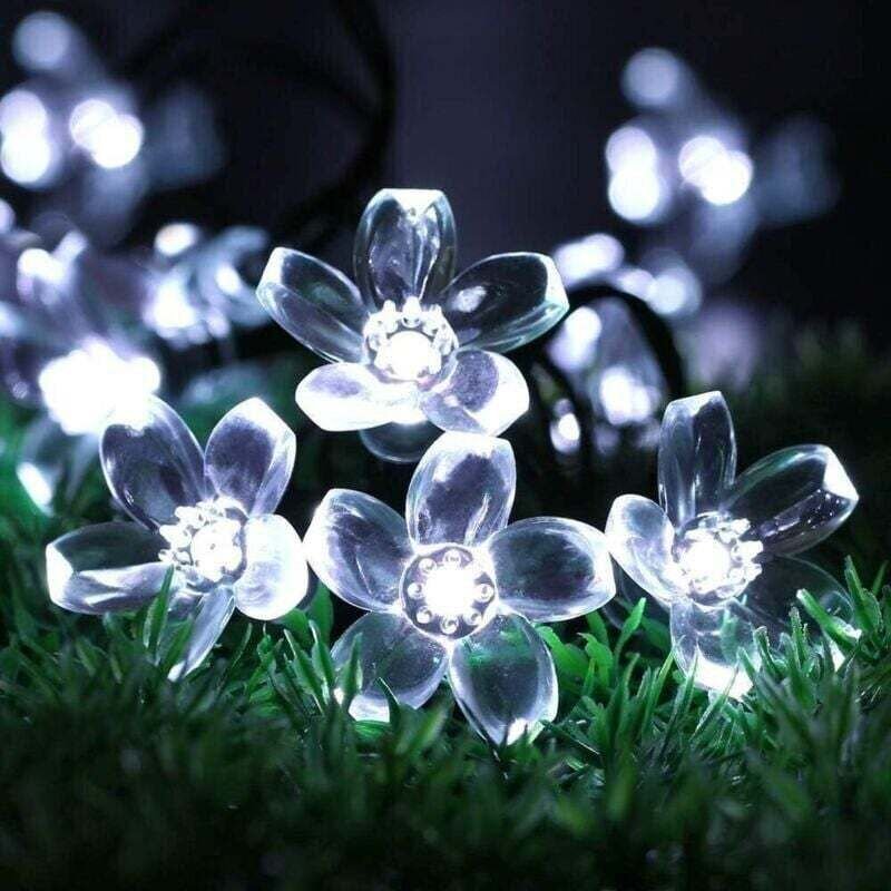7 m lange, wasserdichte Solar-Lichterkette mit 50 LEDs für den Außenbereich, Modell: Sakura Peach Blossom Solar-Lichterk...