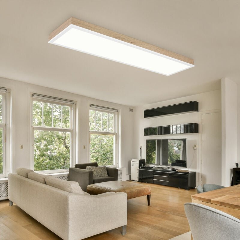 Globo Lighting - Deckenlampe Holzoptik Wohnzimmerlampe modern Deckenleuchte dimmbar led Fernbedienung cct Nachtlicht, Al...