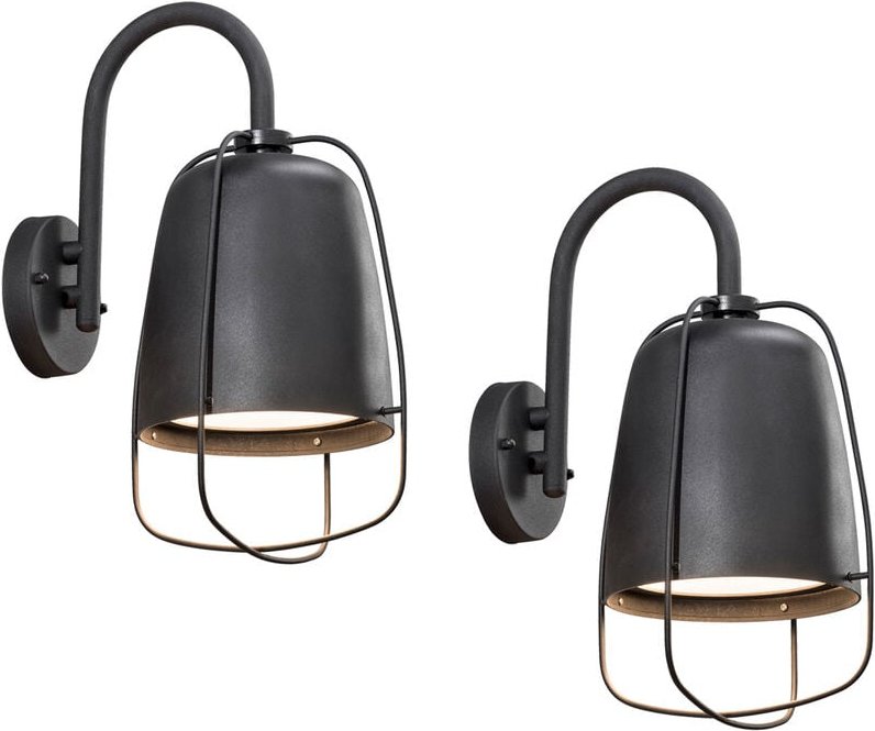 Konstsmide - 2er-Set Außenwandleuchten perugia, Aluminium schwarz, E27, IP44