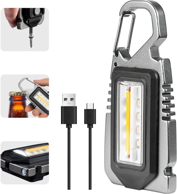 Ersandy - Multifunktions-Schlüsselanhänger-Notfall-LED-Licht: wiederaufladbare Mini-Schlüsselanhänger-Taschenlampe, wass...