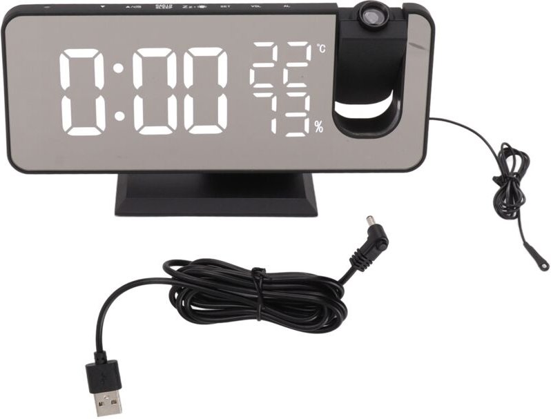 Eosnow FM-Radio, LED, digital, intelligenter Wecker, Projektion für Schlafzimmer, Nachttisch, schwarzer Körper, weißer C...