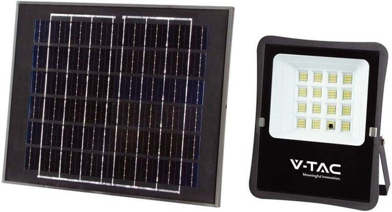 V-tac - LED-Flutlicht mit Fernbedienung und Solarpanel, 12 w, Kaltweiß