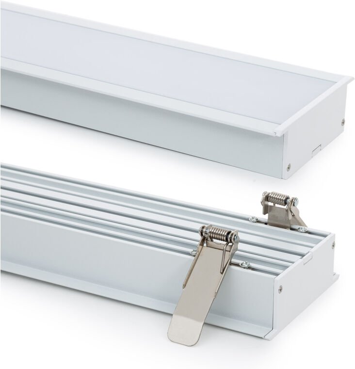 Aluminiumprofil Einbau xl für led Streifen bis 60 mm mit durchgehender Abdeckung Weiß 10 m Halbtransparent