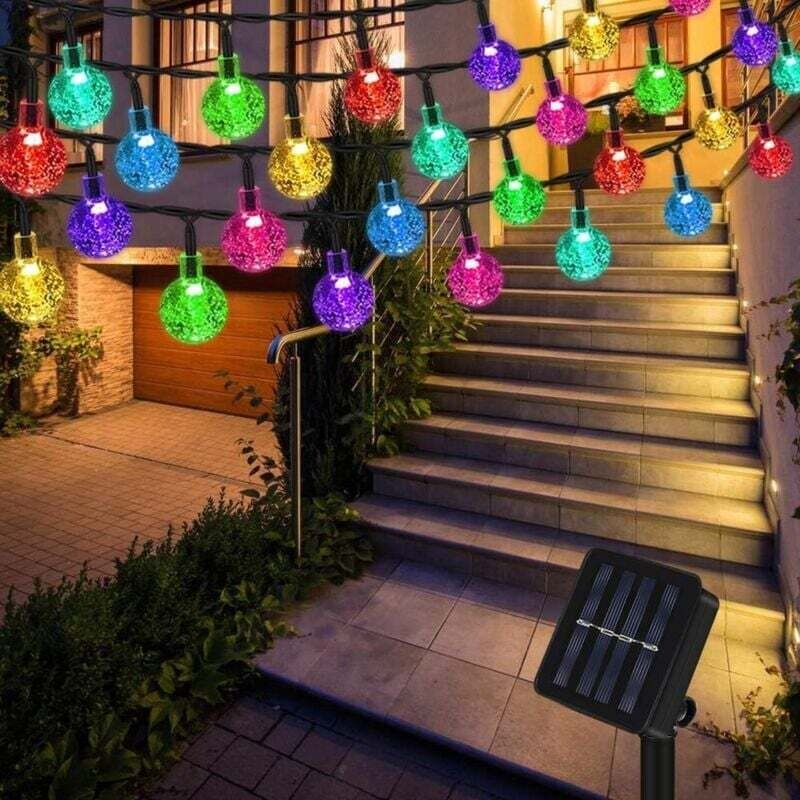 12 m lange Solar-Lichterkette mit 100 LEDs für den Außenbereich, mehrfarbig mit 8 Modi und IP65 wasserdicht, dekorative ...