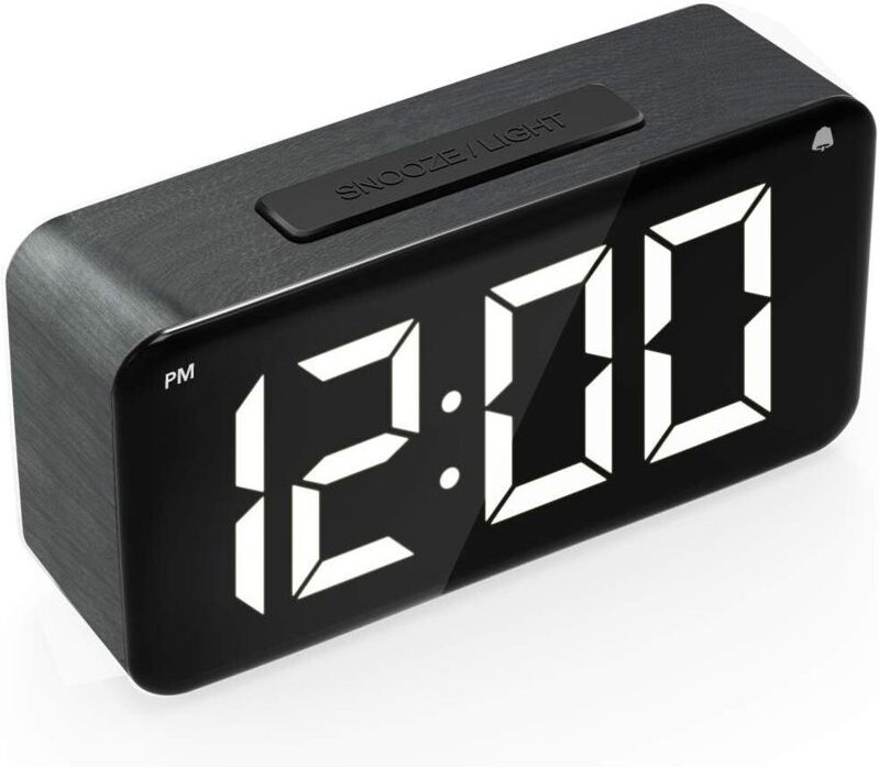 Digitaler Wecker, 6-Zoll-LED-Display, Holzmaserung, 6 Helligkeitsstufen, Schlummerfunktion, 12/24 Stunden, einfache Digi...
