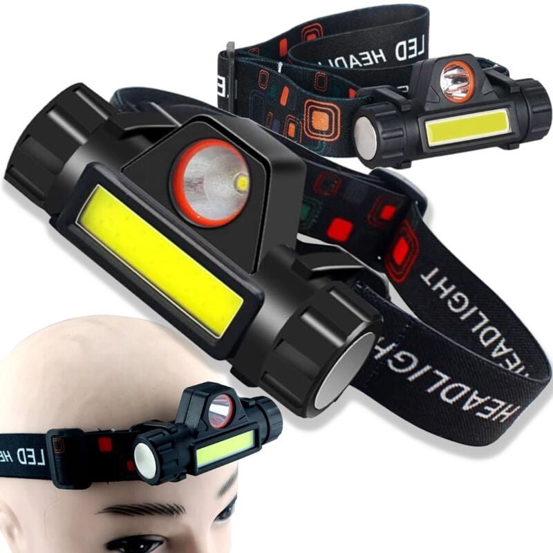 Stirnlampe mit Magnet, COB-LED-Stirnlampe, 4-in-1-USB-Lampe, wiederaufladbar