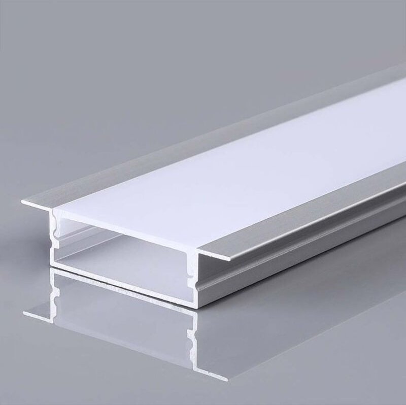 V-tac - Silbernes Aluminiumprofil für vertieften LED-Streifen (Max. l: 12,4 mm) Satin 2000 x 30 x 10 mm