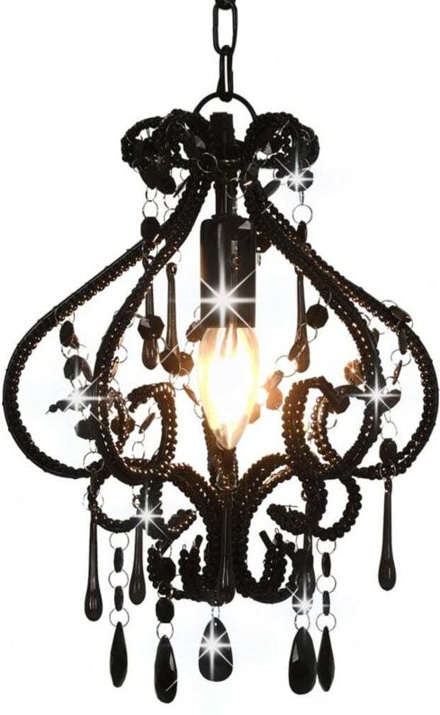 Deckenleuchte mit Perlen Schwarz Rund E14 Vidaxl